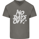 No Days Off Gym Training Top Bodybuilding Mens V-Neck Cotton T-Shirt Charcoal