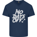 No Days Off Gym Training Top Bodybuilding Mens V-Neck Cotton T-Shirt Navy Blue