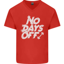No Days Off Gym Training Top Bodybuilding Mens V-Neck Cotton T-Shirt Red