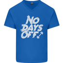 No Days Off Gym Training Top Bodybuilding Mens V-Neck Cotton T-Shirt Royal Blue