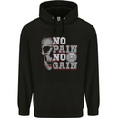 No Pain No Gain Gym Training Top Fitness Mens Hoodie Black