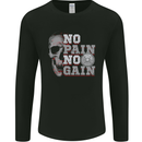 No Pain No Gain Gym Training Top Fitness Mens Long Sleeve T-Shirt Black