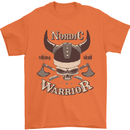 Nordic Warrior Viking Skull Mens T-Shirt 100% Cotton Orange