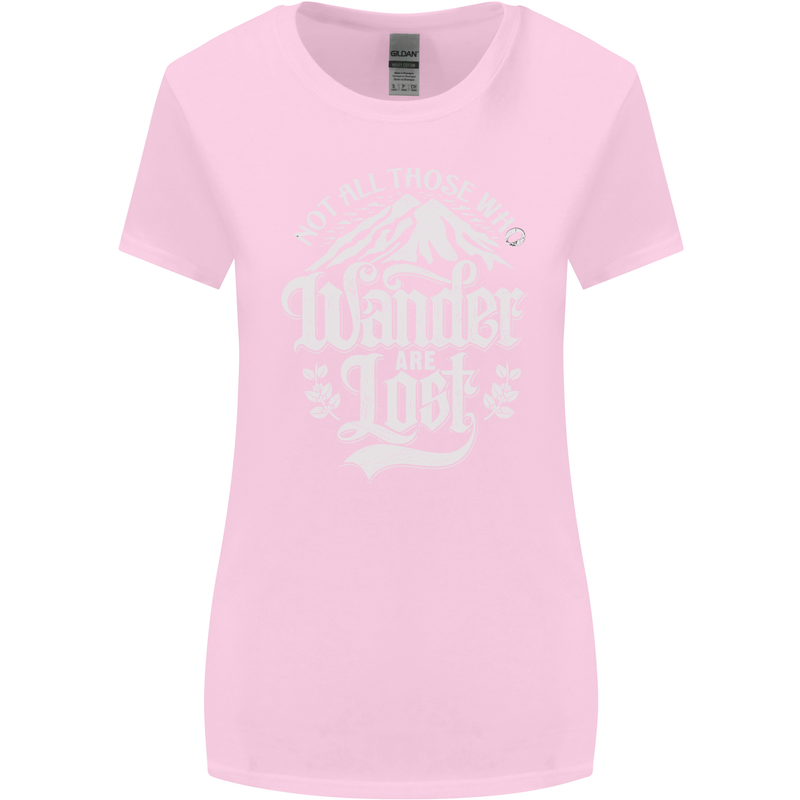 Not All Those Who Wander Are Lost Trekking Womens Wider Cut T-Shirt Light Pink