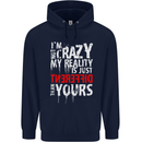 Not Crazy My Reality Is Different Mens 80% Cotton Hoodie Navy Blue