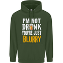 Not Drunk You're Blurry Funny Beer Alcohol Mens 80% Cotton Hoodie Forest Green