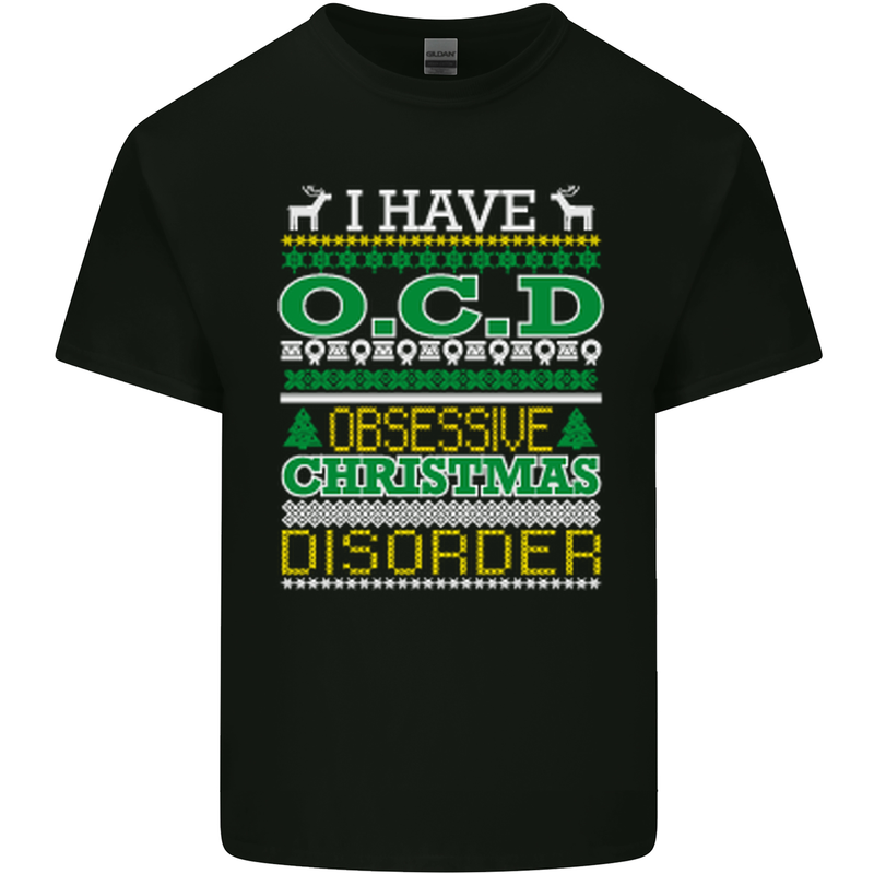 OCD Obsessive Christmas Disorder Mens Cotton T-Shirt Tee Top Black
