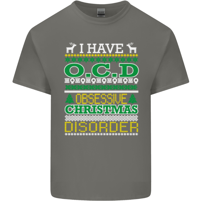OCD Obsessive Christmas Disorder Mens Cotton T-Shirt Tee Top Charcoal