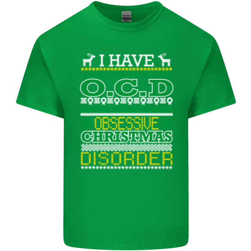 OCD Obsessive Christmas Disorder Mens Cotton T-Shirt Tee Top Irish Green