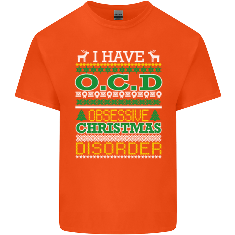 OCD Obsessive Christmas Disorder Mens Cotton T-Shirt Tee Top Orange