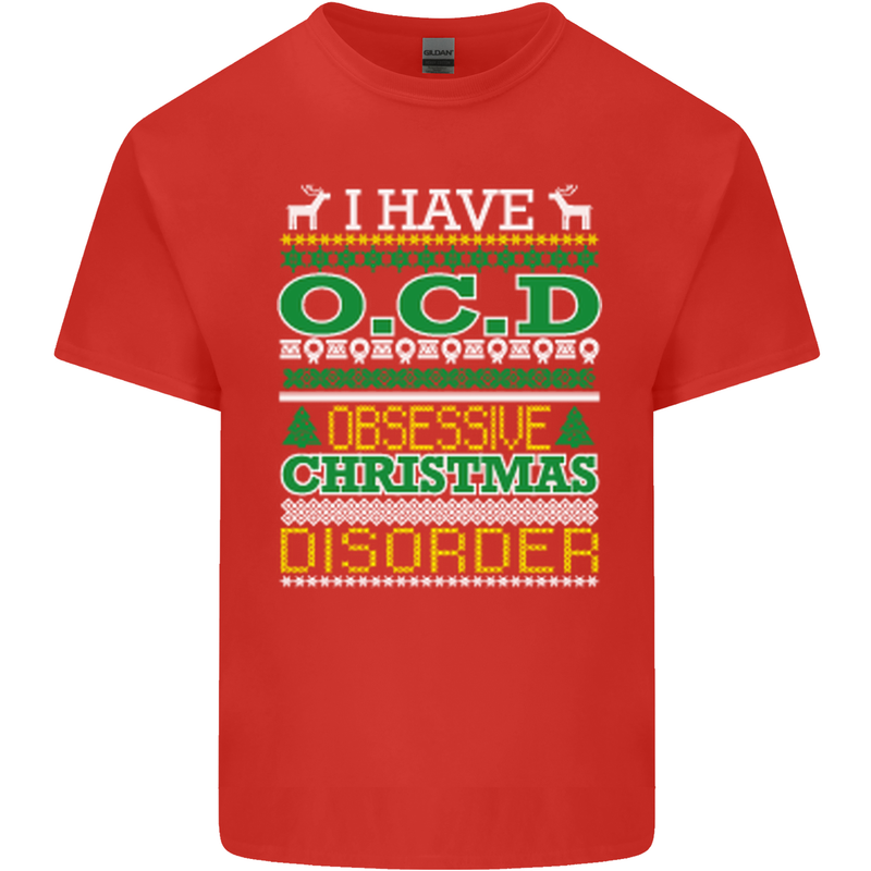 OCD Obsessive Christmas Disorder Mens Cotton T-Shirt Tee Top Red