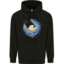 Ocean Whale & Octopus Mens 80% Cotton Hoodie Black