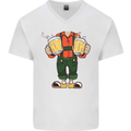 Octoberfest Man With Beer Mens V-Neck Cotton T-Shirt White