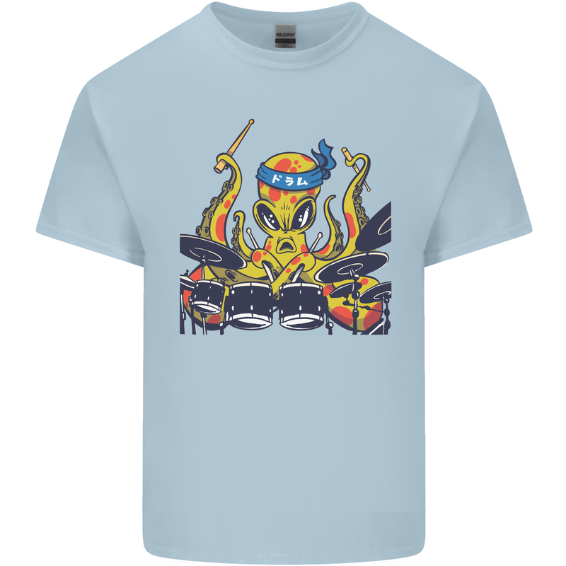 Octopus Drummer Drumming Drum Funny Mens Cotton T-Shirt Tee Top Light Blue