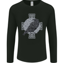 Odin Celtic Raven Viking Tattoo Cross Runic Mens Long Sleeve T-Shirt Black