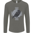 Odin Celtic Raven Viking Tattoo Cross Runic Mens Long Sleeve T-Shirt Charcoal