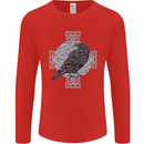 Odin Celtic Raven Viking Tattoo Cross Runic Mens Long Sleeve T-Shirt Red