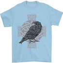 Odin Celtic Raven Viking Tattoo Cross Runic Mens T-Shirt Cotton Gildan Light Blue