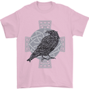 Odin Celtic Raven Viking Tattoo Cross Runic Mens T-Shirt Cotton Gildan Light Pink