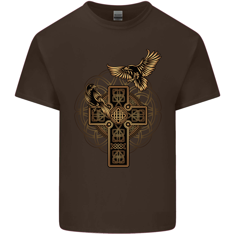 Odins Celtic Raven Viking Thor Ragnar Norse Mens Cotton T-Shirt Tee Top Dark Chocolate