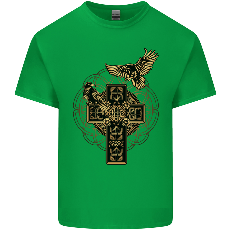 Odins Celtic Raven Viking Thor Ragnar Norse Mens Cotton T-Shirt Tee Top Irish Green