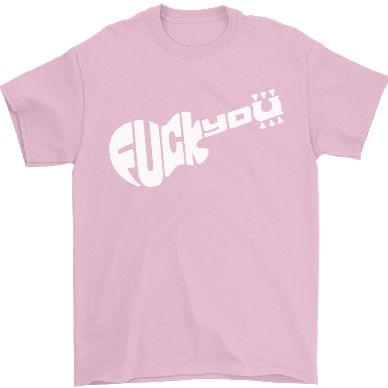 Offensive Guitar Acoustic Electric Bass Mens T-Shirt Cotton Gildan Light Pink