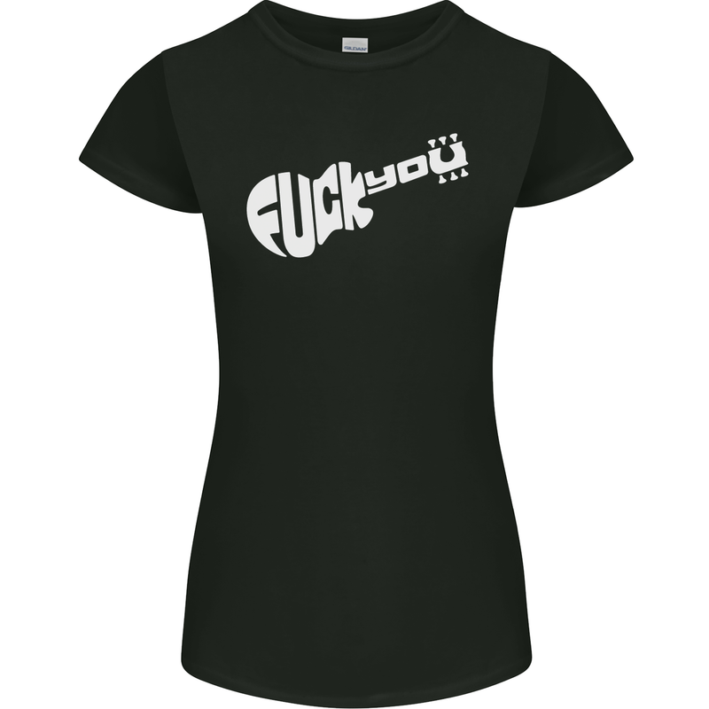 Offensive Guitar Acoustic Electric Bass Womens Petite Cut T-Shirt Black