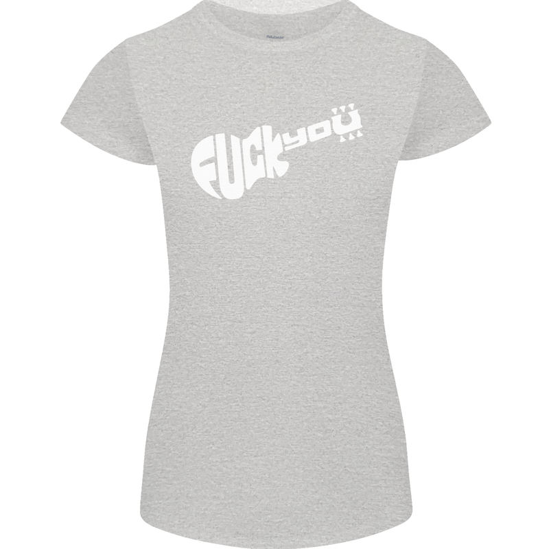 Offensive Guitar Acoustic Electric Bass Womens Petite Cut T-Shirt Sports Grey
