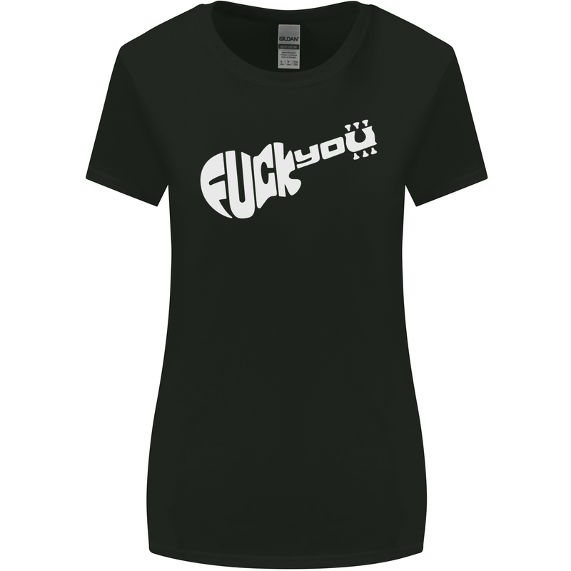 Offensive Guitar Acoustic Electric Bass Womens Wider Cut T-Shirt Black
