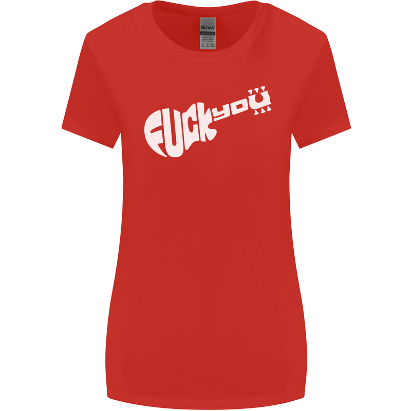 Offensive Guitar Acoustic Electric Bass Womens Wider Cut T-Shirt Red