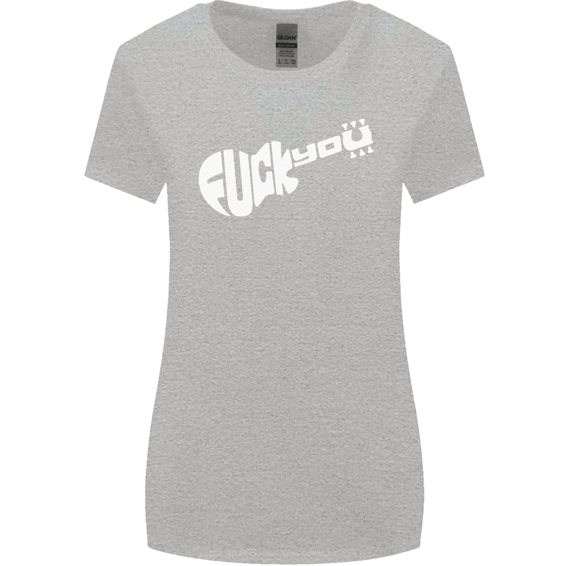 Offensive Guitar Acoustic Electric Bass Womens Wider Cut T-Shirt Sports Grey