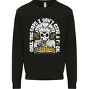 Offensive Pizza Eating Skull Chef Kids Sweatshirt Jumper Black