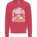 Offensive Pizza Eating Skull Chef Kids Sweatshirt Jumper Heliconia