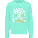 Offensive Pizza Eating Skull Chef Kids Sweatshirt Jumper Peppermint