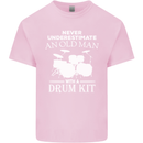 Old Man Drumming Drum Kit Funny Drummer Mens Cotton T-Shirt Tee Top Light Pink