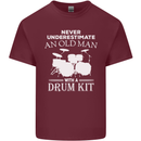 Old Man Drumming Drum Kit Funny Drummer Mens Cotton T-Shirt Tee Top Maroon