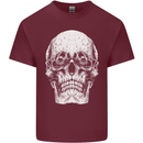 Old Man Skull With Glasses Gothic Biker Mens Cotton T-Shirt Tee Top Maroon