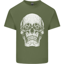 Old Man Skull With Glasses Gothic Biker Mens Cotton T-Shirt Tee Top Military Green