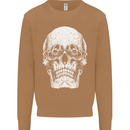 Old Man Skull With Glasses Gothic Biker Mens Sweatshirt Jumper Caramel Latte