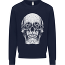 Old Man Skull With Glasses Gothic Biker Mens Sweatshirt Jumper Navy Blue