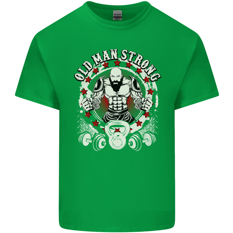 Old Man Strong Gym Age Bodybuilding Mens Cotton T-Shirt Tee Top Irish Green