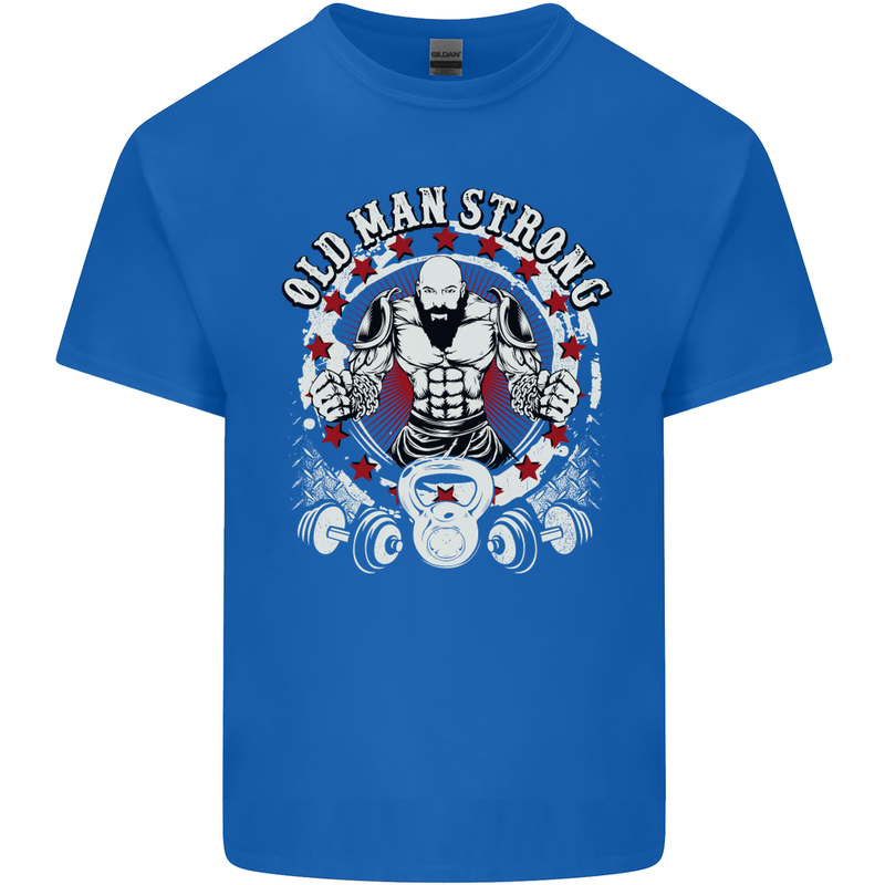 Old Man Strong Gym Age Bodybuilding Mens Cotton T-Shirt Tee Top Royal Blue