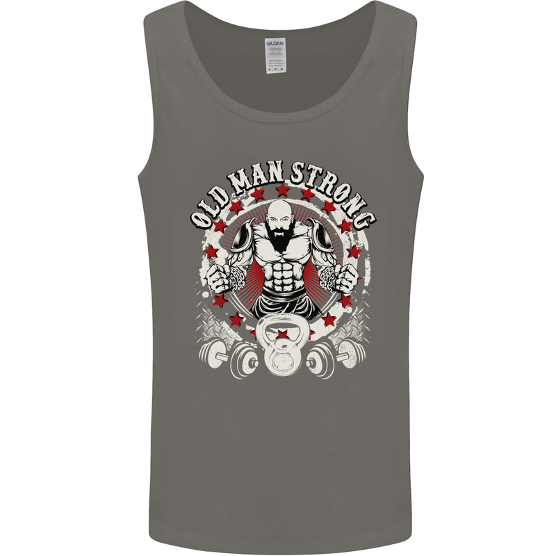 Old Man Strong Gym Age Bodybuilding Mens Vest Tank Top Charcoal