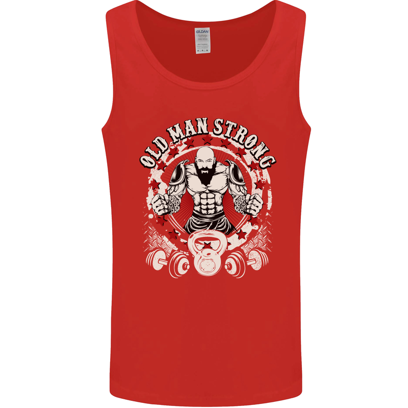 Old Man Strong Gym Age Bodybuilding Mens Vest Tank Top Red
