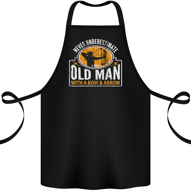 Old Man With a Bow & Arrow Funny Archery Cotton Apron 100% Organic Black
