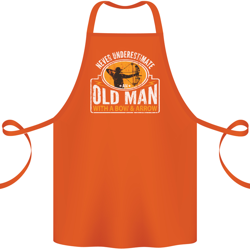 Old Man With a Bow & Arrow Funny Archery Cotton Apron 100% Organic Orange