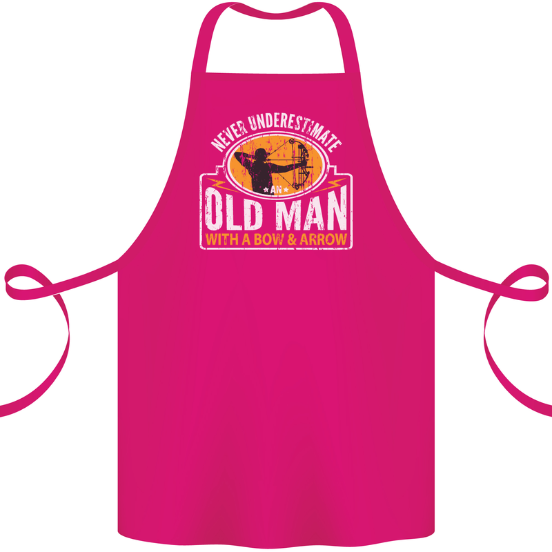 Old Man With a Bow & Arrow Funny Archery Cotton Apron 100% Organic Pink