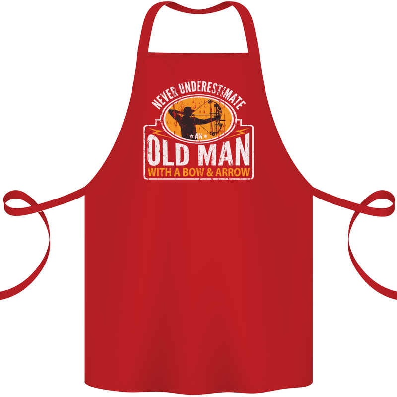Old Man With a Bow & Arrow Funny Archery Cotton Apron 100% Organic Red