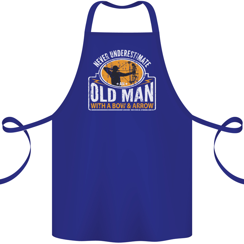 Old Man With a Bow & Arrow Funny Archery Cotton Apron 100% Organic Royal Blue
