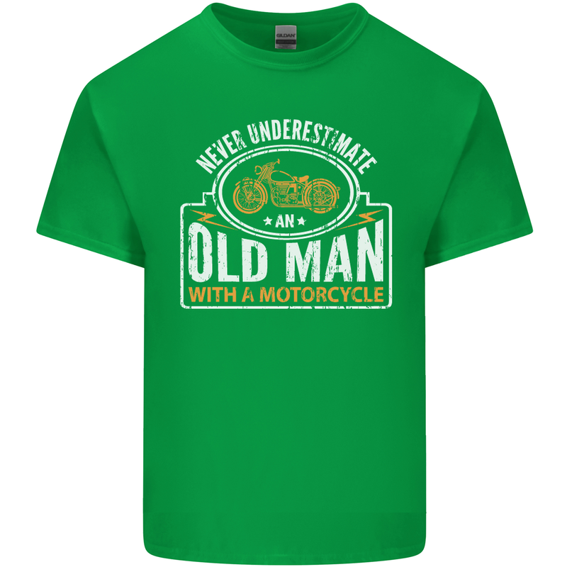 Old Man With a Motorcyle Biker Motorcycle Mens Cotton T-Shirt Tee Top Irish Green